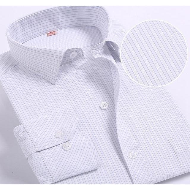 Men&amp;#39;s Pale Gray Striped Dress Shirt