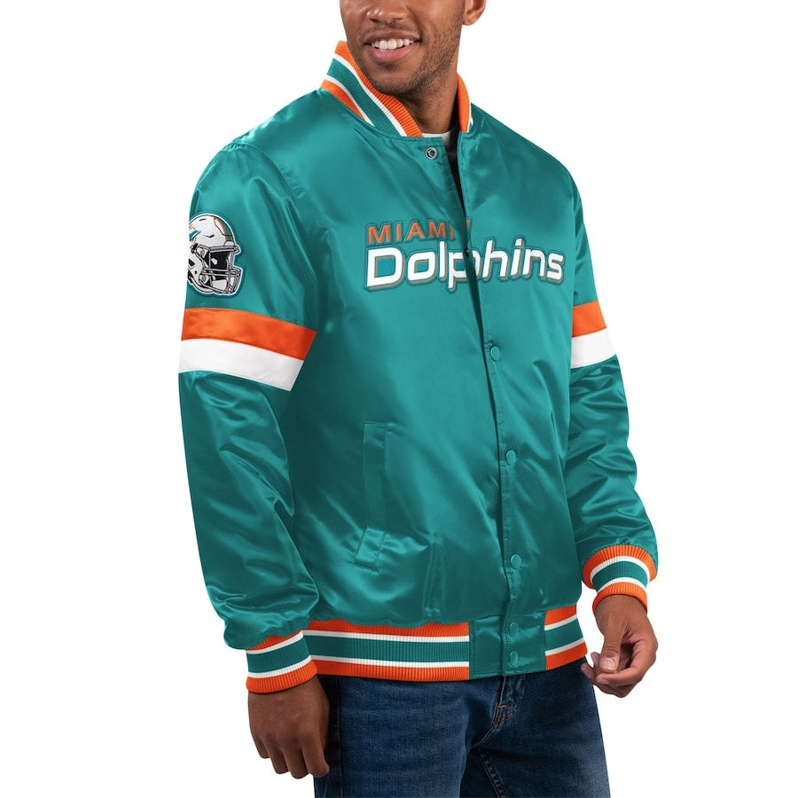 Men’s Starter Aqua Miami Dolphins Home Game Satin Jacket