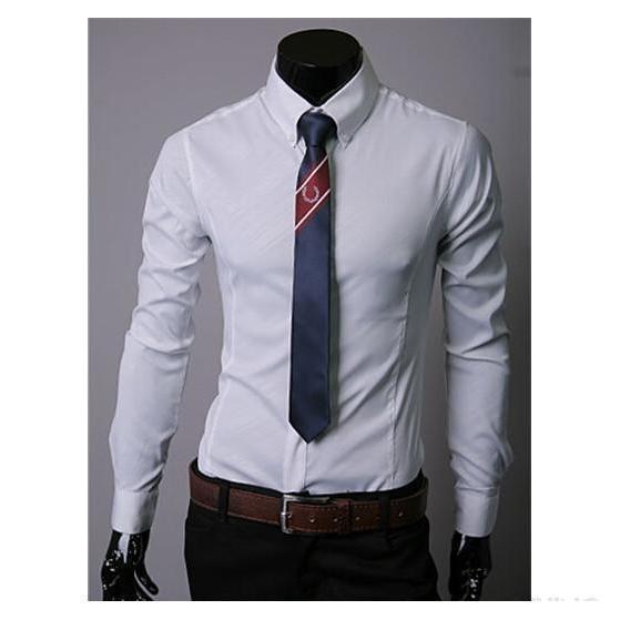Men&amp;#39;s White Slim Fit Dress Shirt