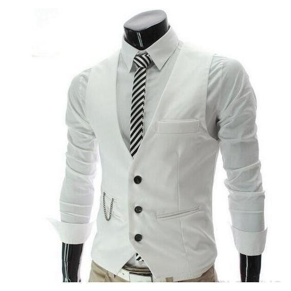 Men&amp;#39;s White Slim Fit Vest