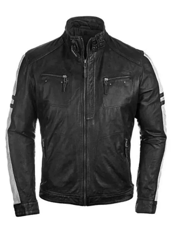 Men Cafe Racer Vintage Style Black Real Leather Jacket