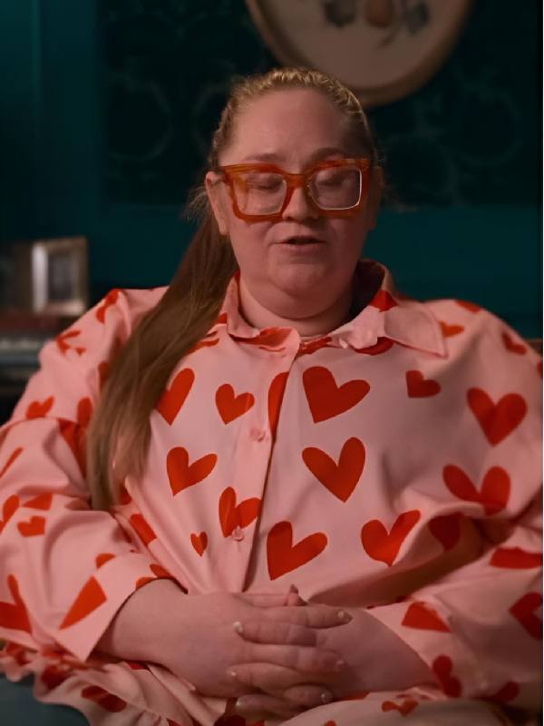 The Inheritance S01 Hannah Pink &amp;amp; Red Heart Print Blouse