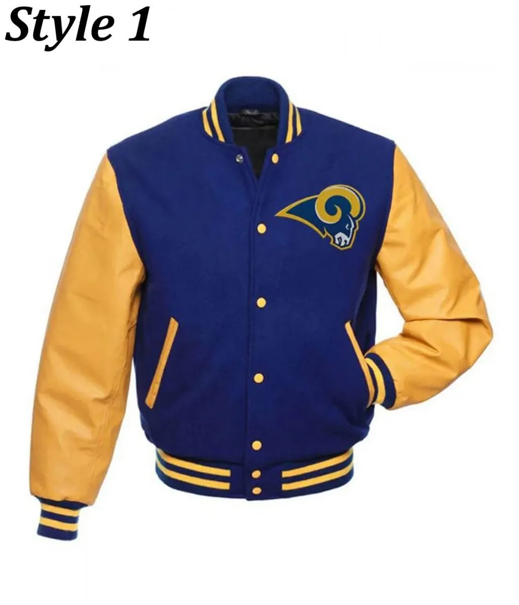LA Rams Blue and yellow Varsity Jacket