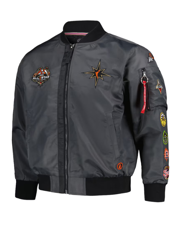 Unisex FISLL Charcoal 2023 WNBA All-Star Game Applique Flight Jacket