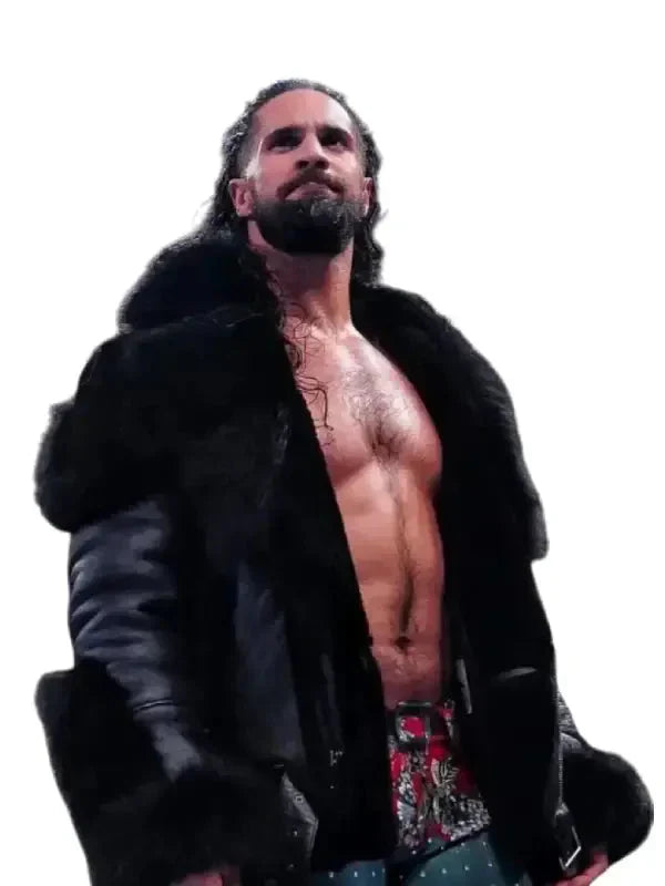 Men’s Monday Night RAW Black Leather Fur Jacket
