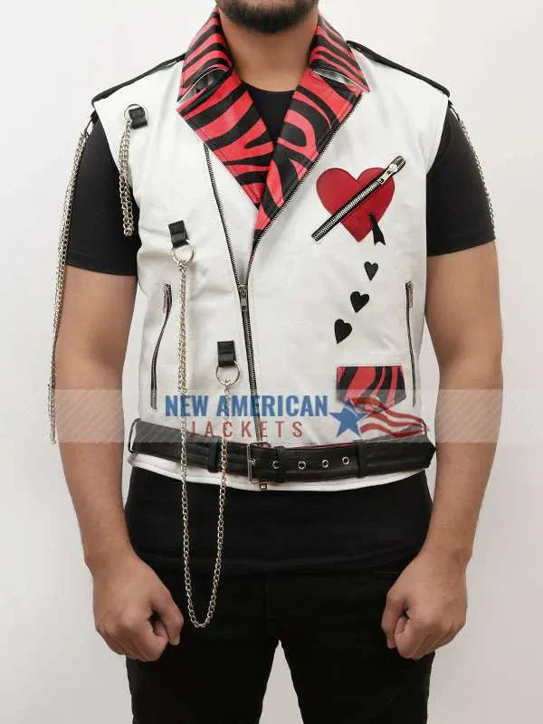 Shawn Michaels Heart Printed White Vest