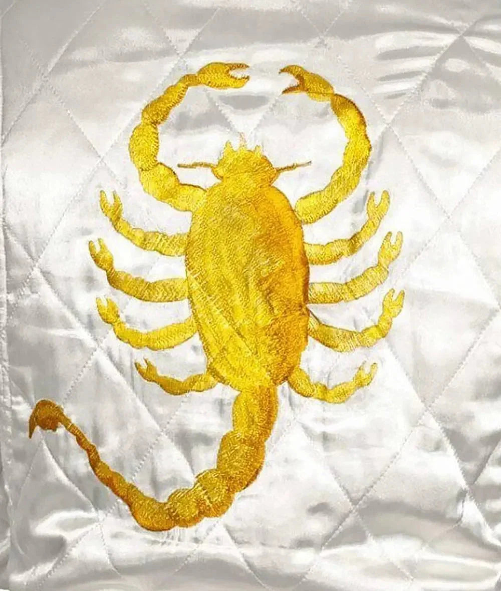 Men’s White Scorpion Logo Bomber Jacket