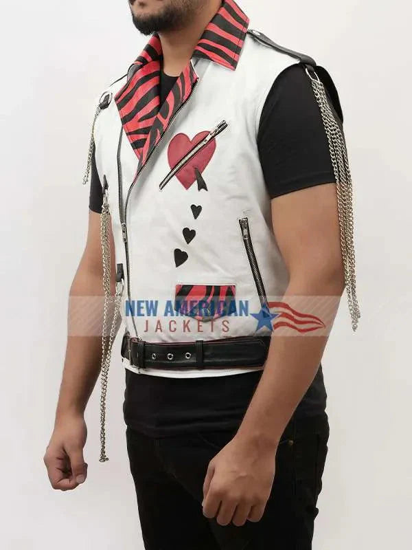 Shawn Michaels Heart Printed White Vest