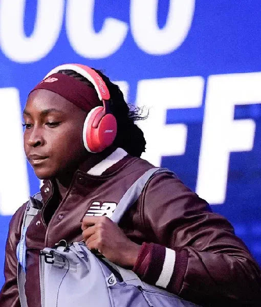 Coco Gauff 2025 US Open Leather Varsity Jacket