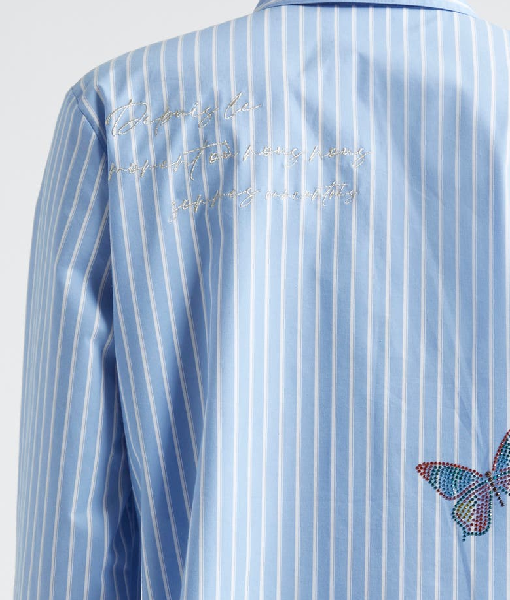 Butterfly Stripe Cotton Blend Shirt