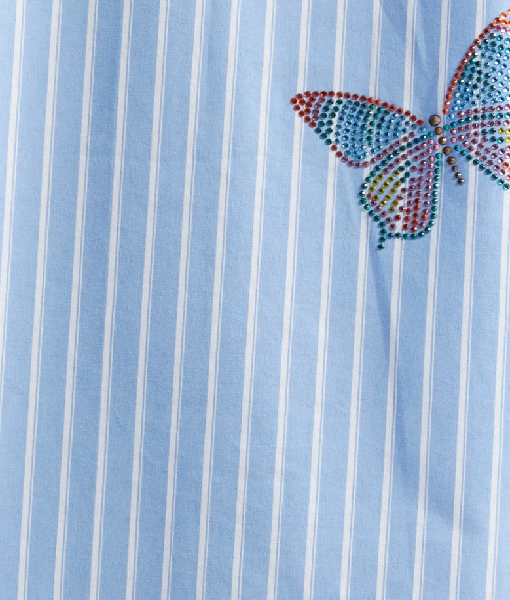Butterfly Stripe Cotton Blend Shirt