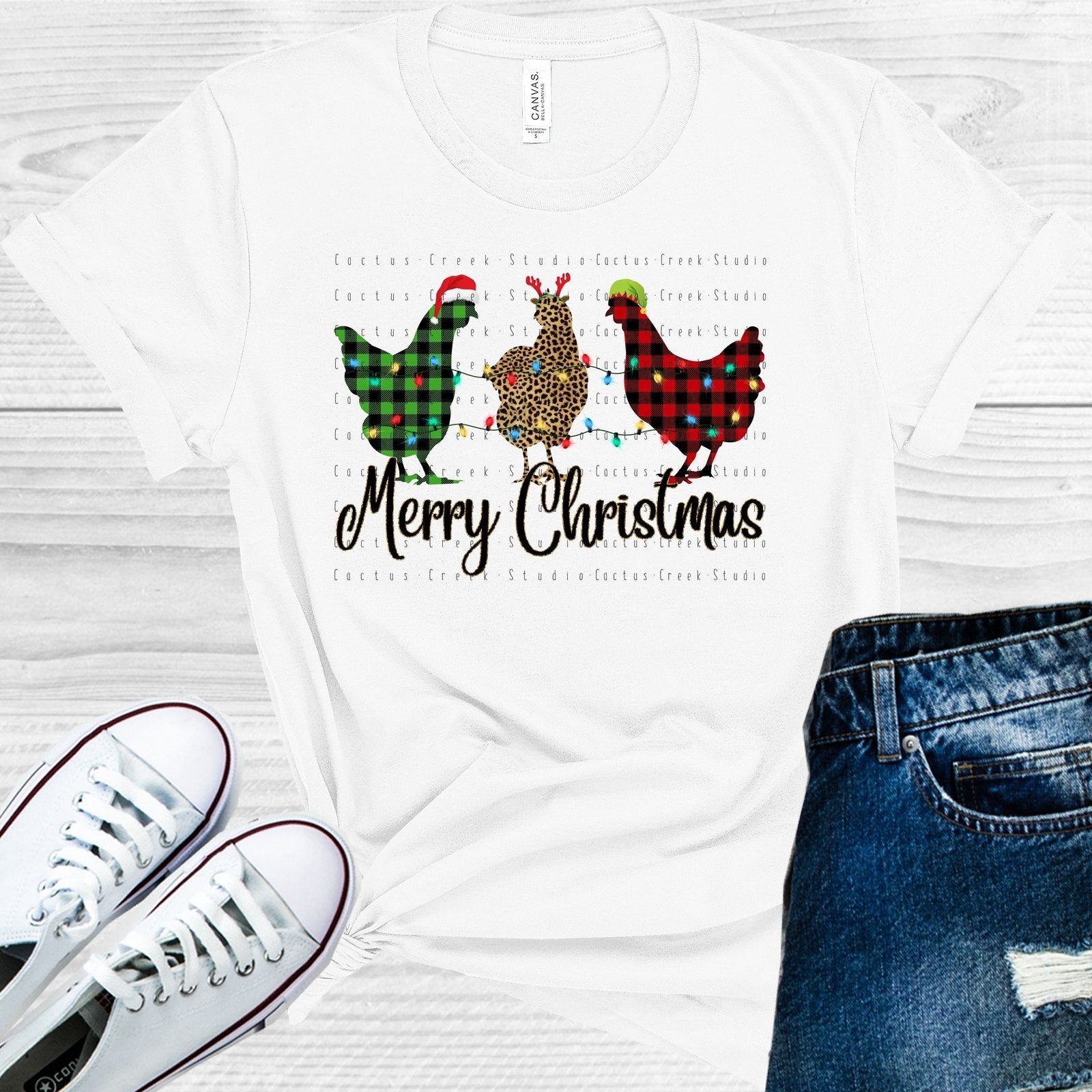 Merry Christmas Chickens Graphic Tee