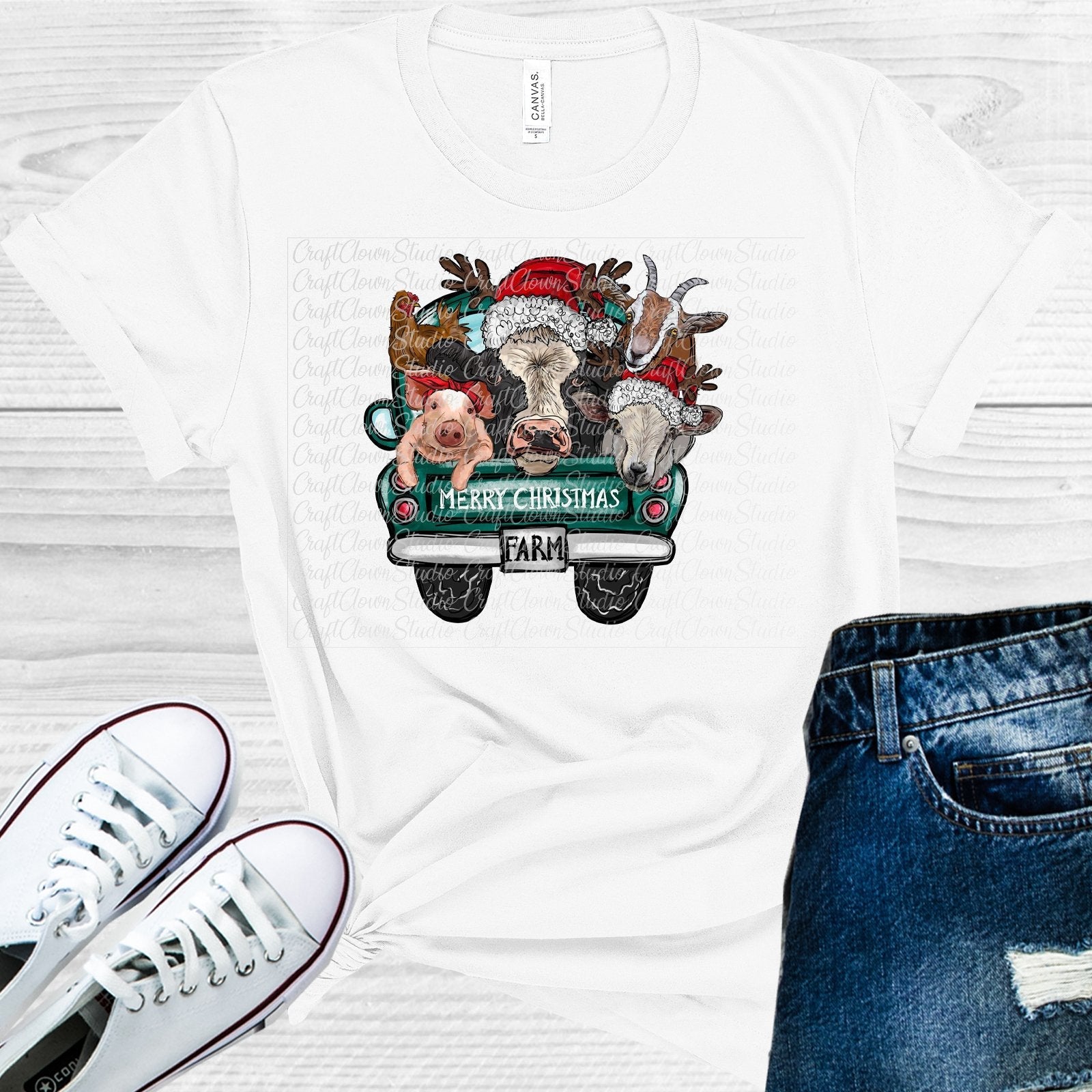 Merry Christmas Farm Truck Graphic Tee