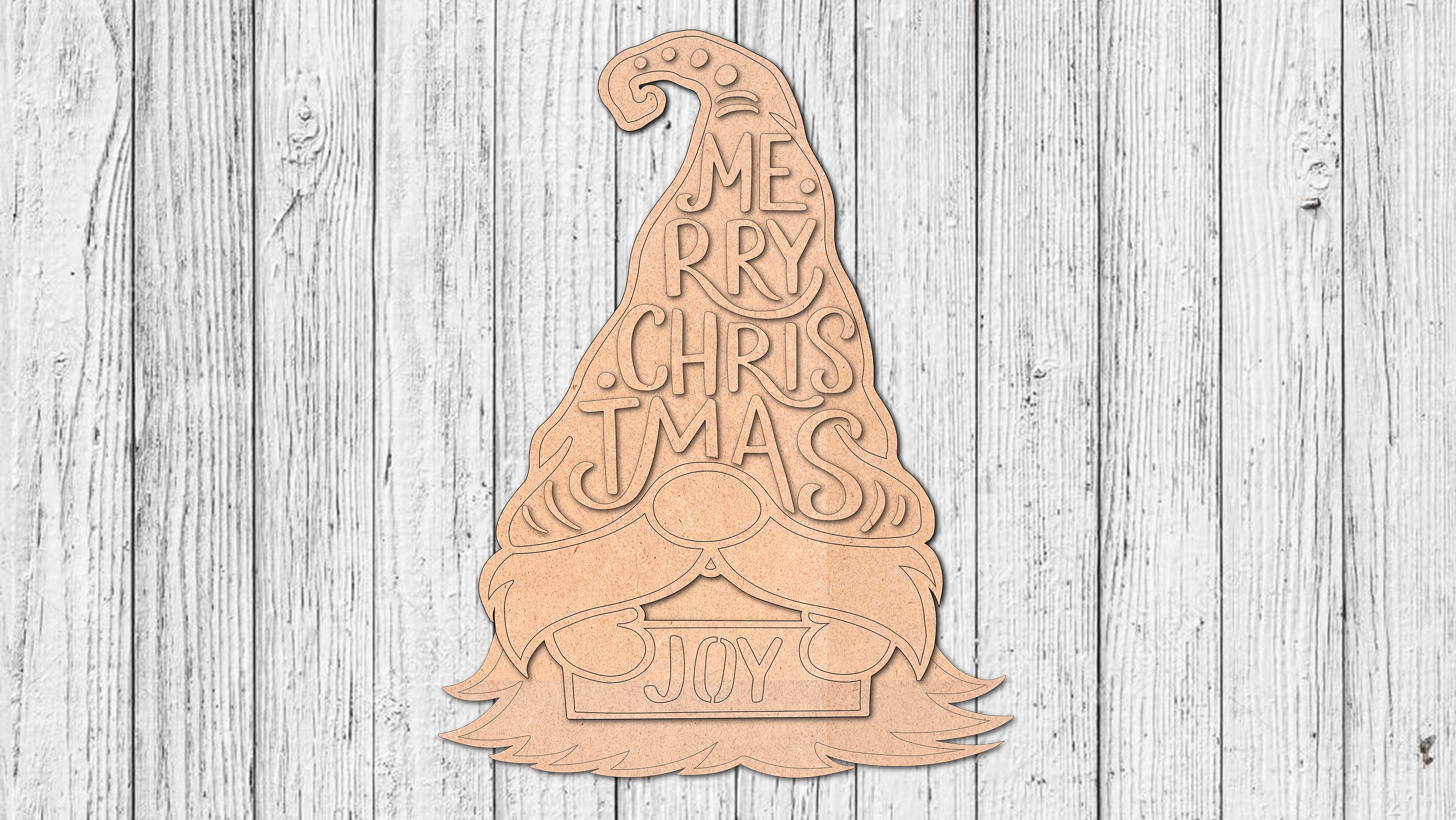 Merry Christmas Joy Gnome Door Hanger - DIY Unfinished Kit - Lvl 1