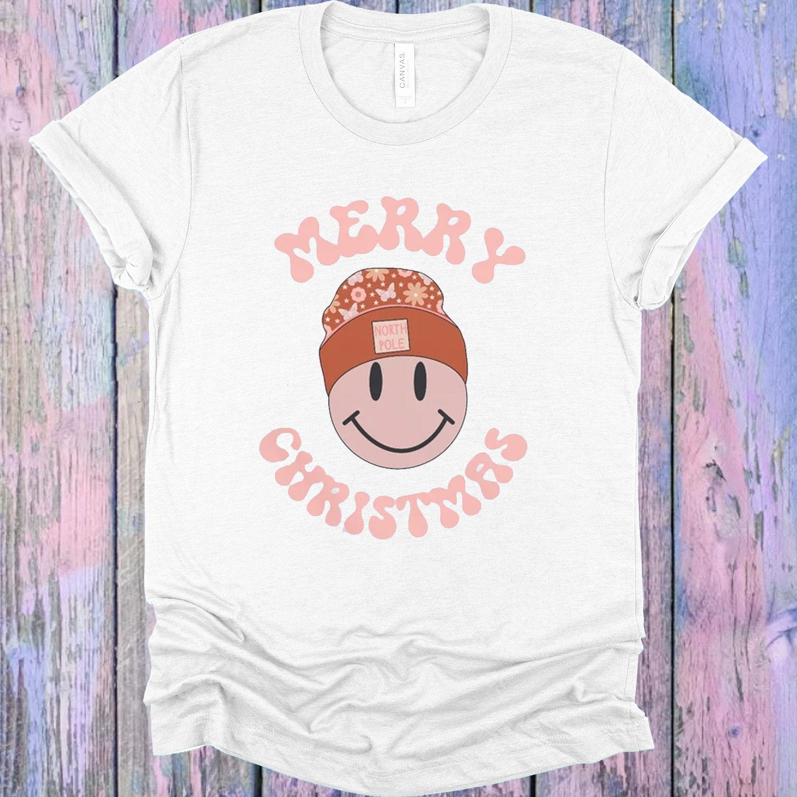 Merry Christmas Happy Face Graphic Tee