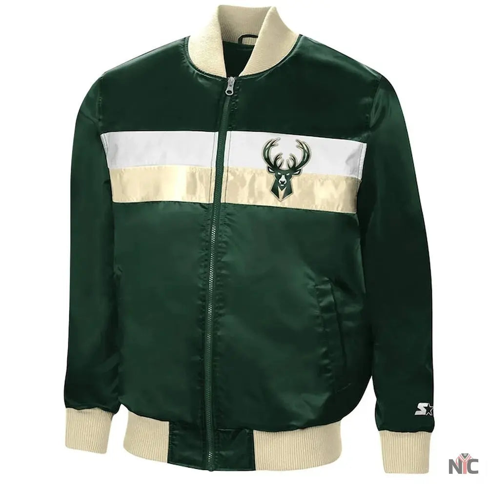 Milwaukee Bucks Ambassador Green Satin Jacket