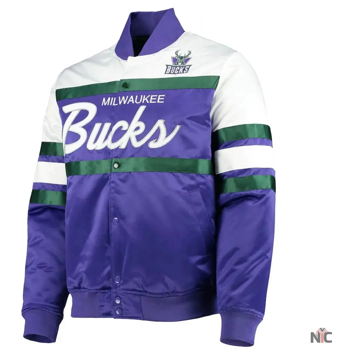 Milwaukee Bucks Hardwood Classics Script Purple Satin Jacket