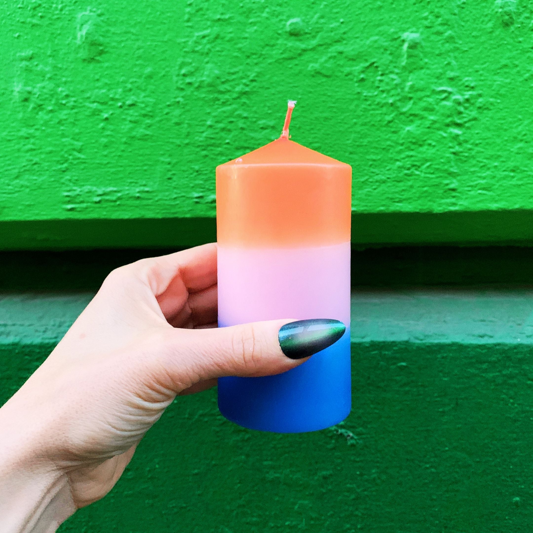 Mini Red-Pink-Blue Pillar Candle | Aesthetic Unscented Table Decor Cylindrical Candle 4.75&amp;quot;
