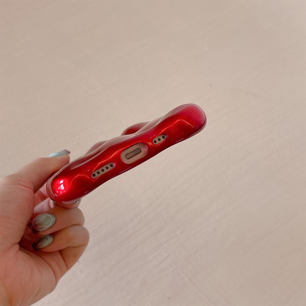 Minimalist Mirror Effect Wave Pleated iPhone Case | ZAKAPOP