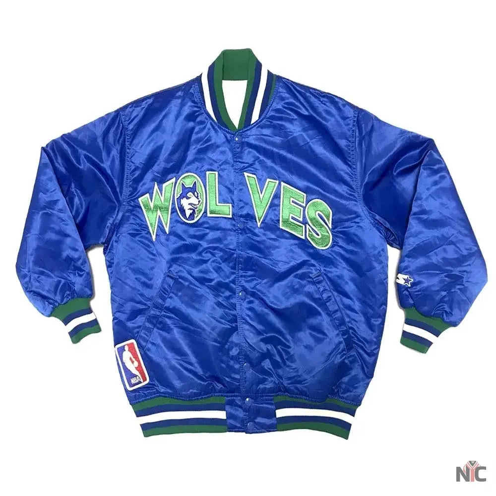 Minnesota Timberwolves 90’s Blue Satin Jacket