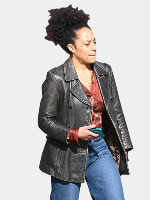 Missing You S01 Kat Donovan Black Leather Coat