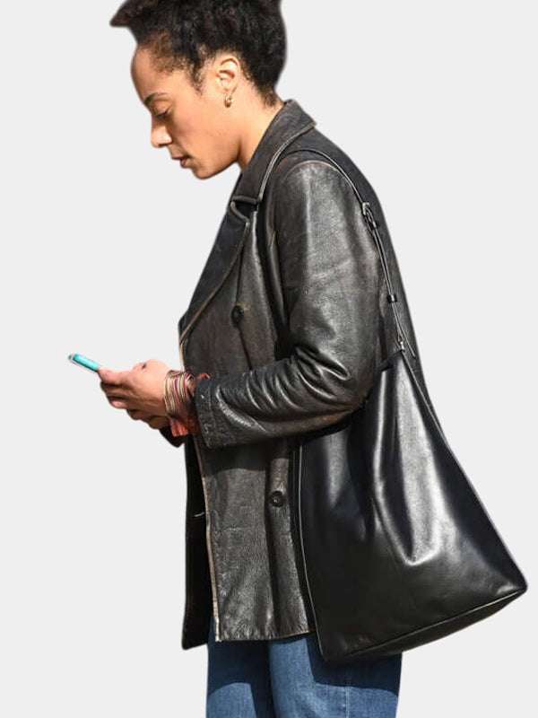 Missing You S01 Kat Donovan Black Leather Coat