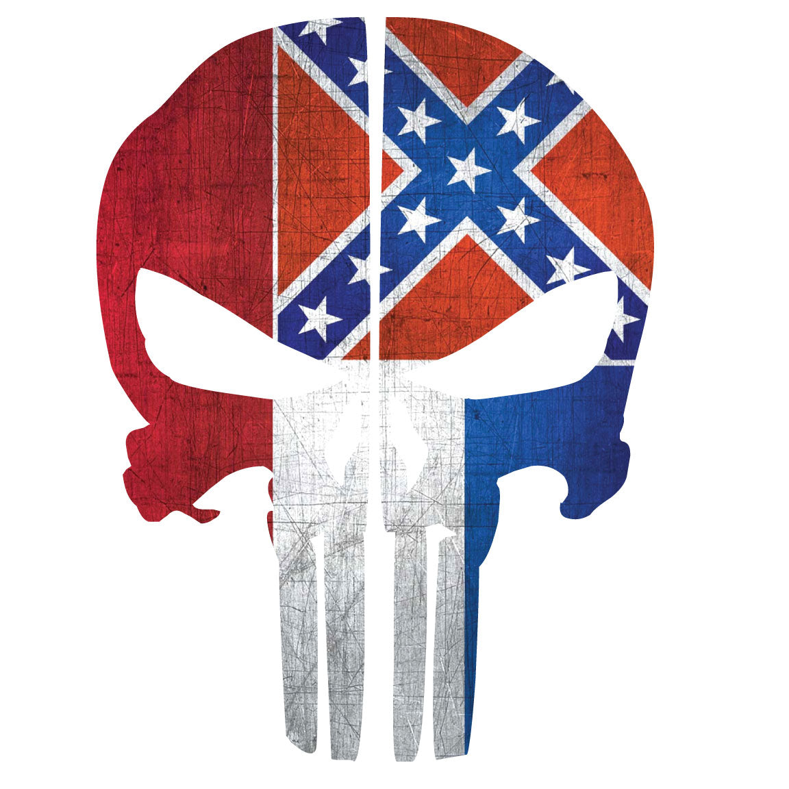 MISSISSIPPI FLAG PUNISHER SKULL REAR HELMET REFLECTIVE HELMET DECAL