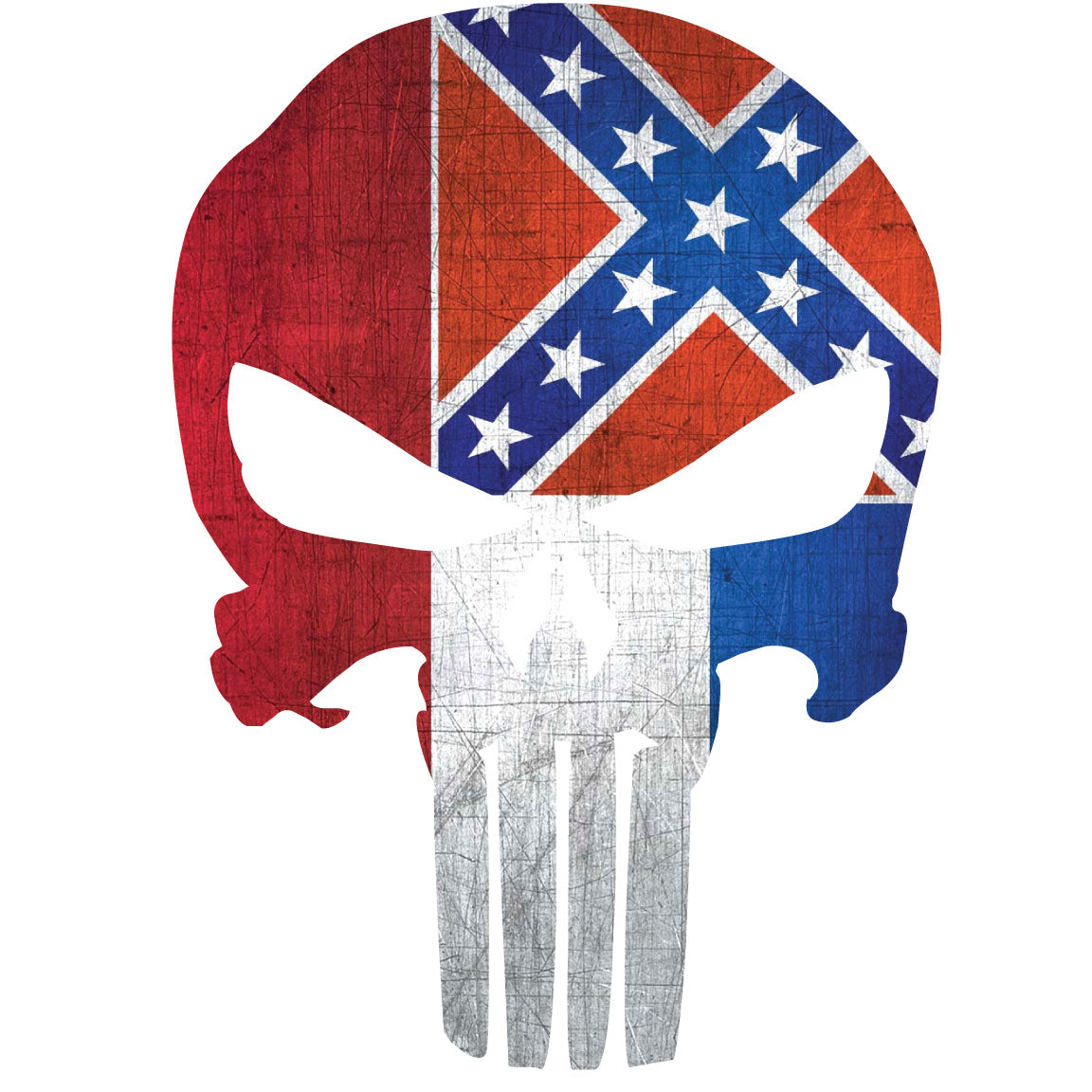 MISSISSIPPI FLAG PUNISHER SKULL WINDOW DECAL