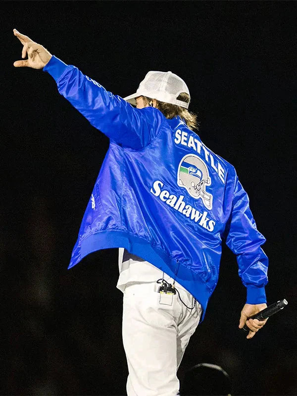 Morgan Wallen Seattle Seahawks Blue Varsity Jacket