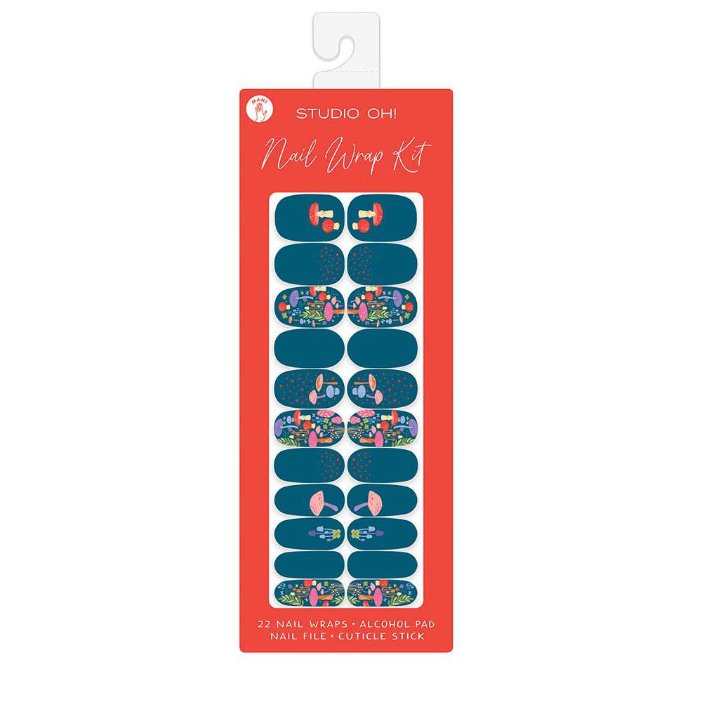 Mushrooms Nail Wrap Kit in Aegean Blue | Nail Care Arts Tools Accessories | On-the-go Travel Kit