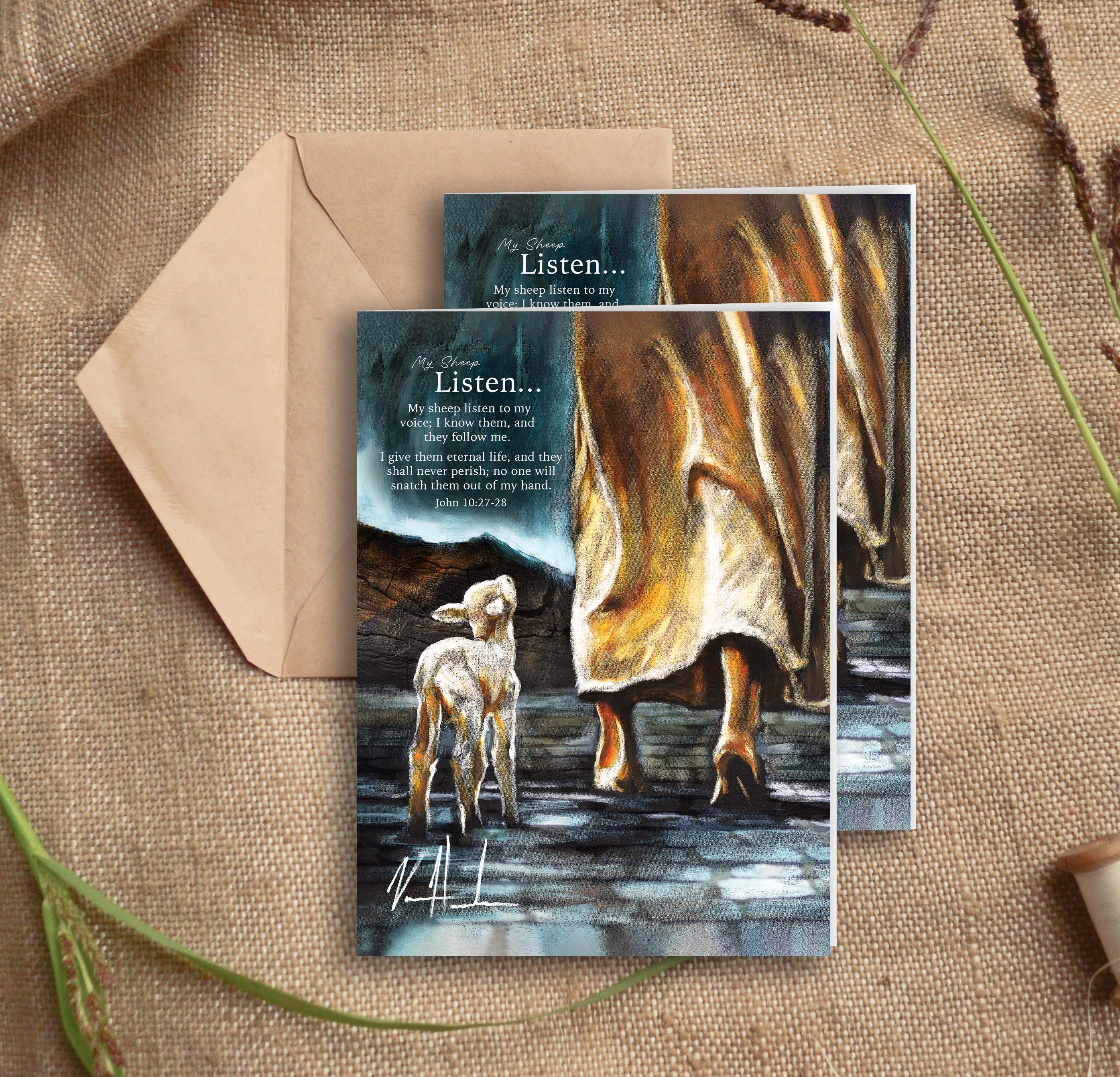 &amp;#39;My Sheep Listen to My Voice&amp;#39; Greeting Card