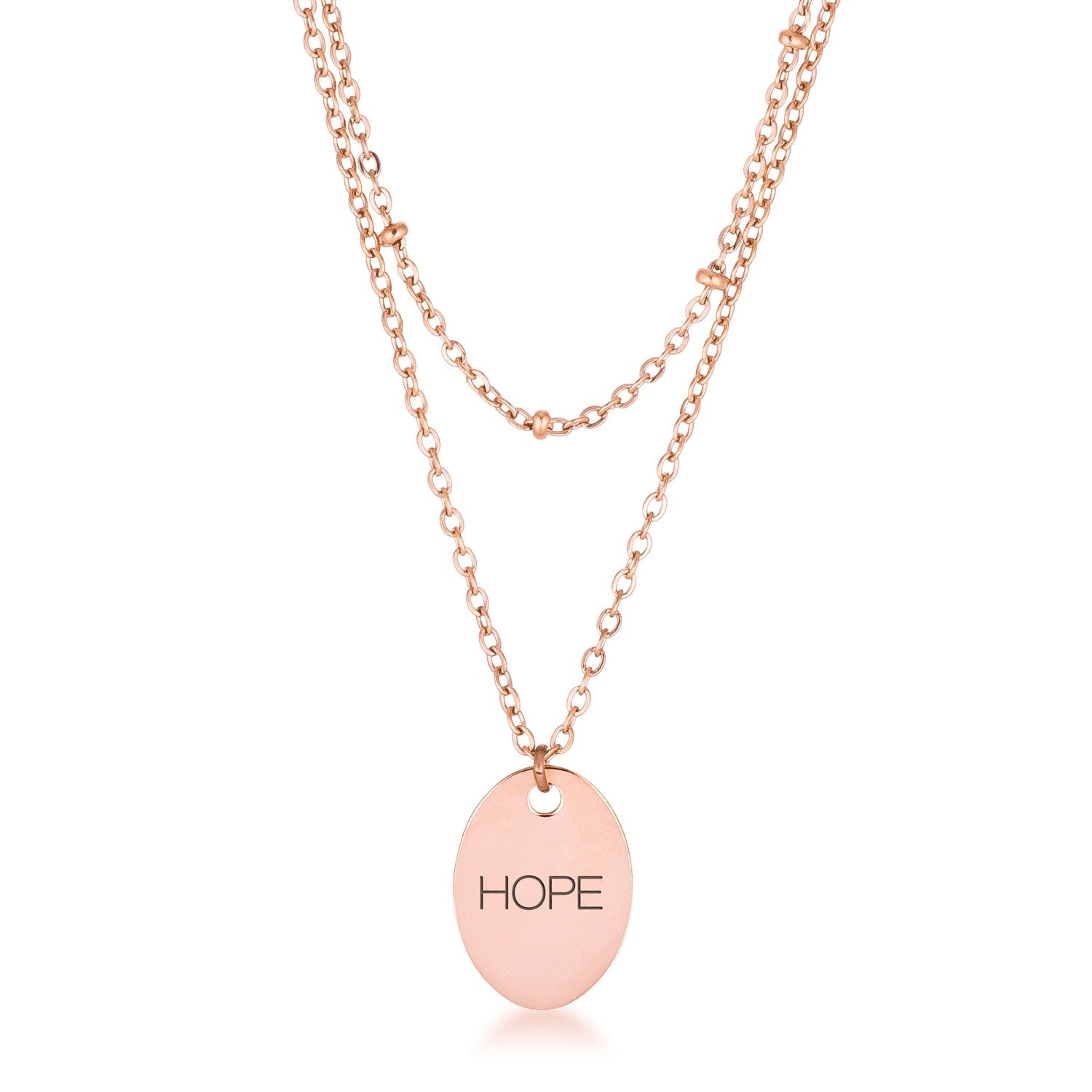 Double Chain HOPE Necklace Rose Gold