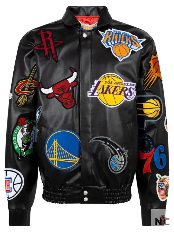 NBA Collage Faux Leather Jacket