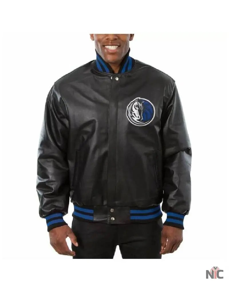 NBA Dallas Mavericks Jeff Hamilton Black Leather Jacket