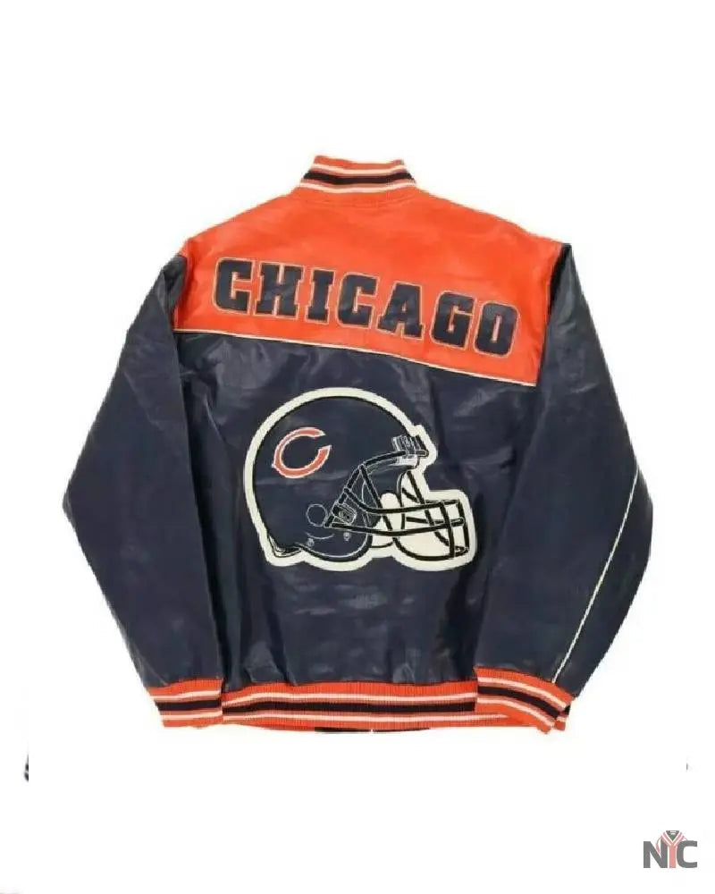 NFL Chicago Bears Orange Jeff Hamilton Leather Jacket