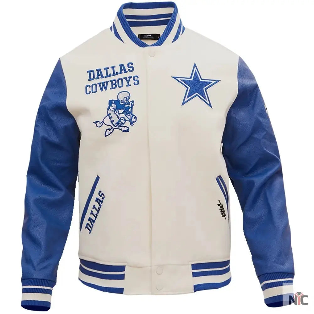 NFL Dallas Cowboys White And Blue Varsity Jacket
