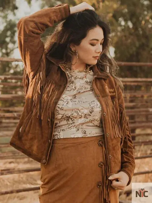 NFR 2024 Ladies Suede Leather Fringe Jacket