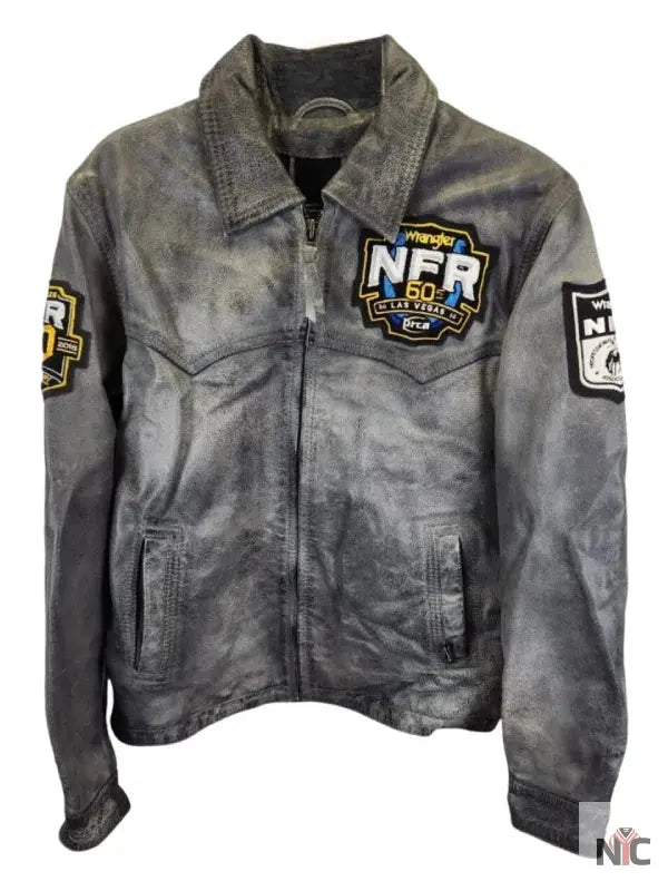 NFR Las Vegas 2018 Grey Distressed Leather Jacket