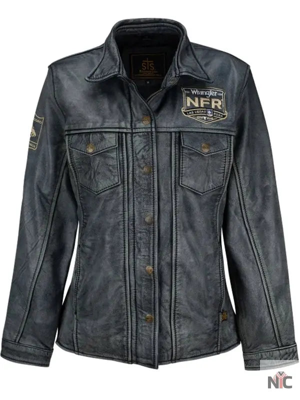 NFR Las Vegas 2024 Ladies Grey Leather Jacket