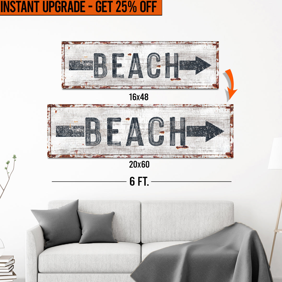 Upgrade Your 16x48 Inches &amp;#39;Beach Arrow&amp;#39; (Style 2) Canvas To 20x60 Inches