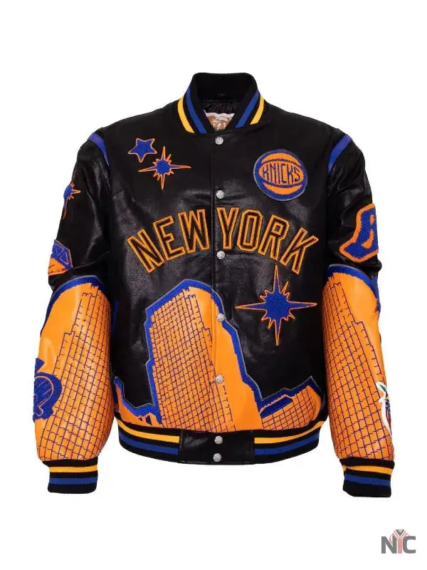 NY Knicks 2025 Billionaire Boys Club Leather Jacket