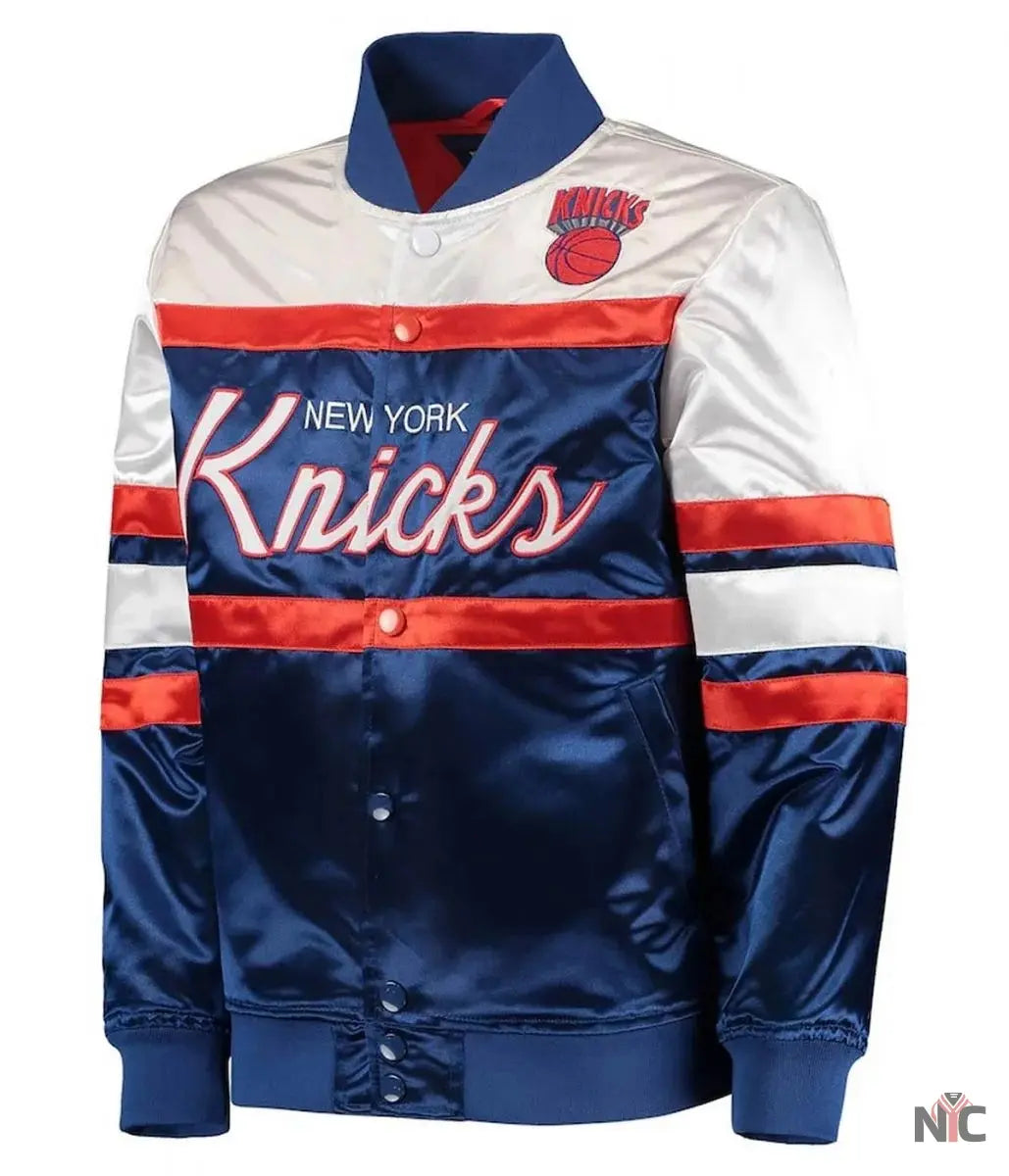 NY Knicks Hardwood Classics Blue White Jacket