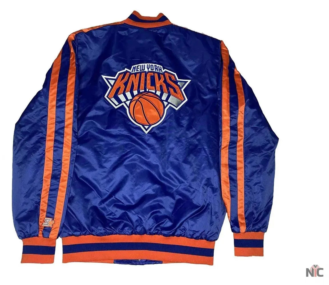 NY Knicks Striped Blue Satin Jacket