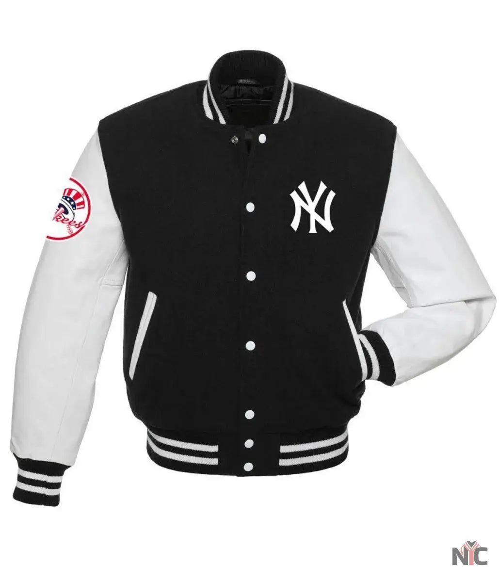 NY Yankees Black and White Varsity Jacket