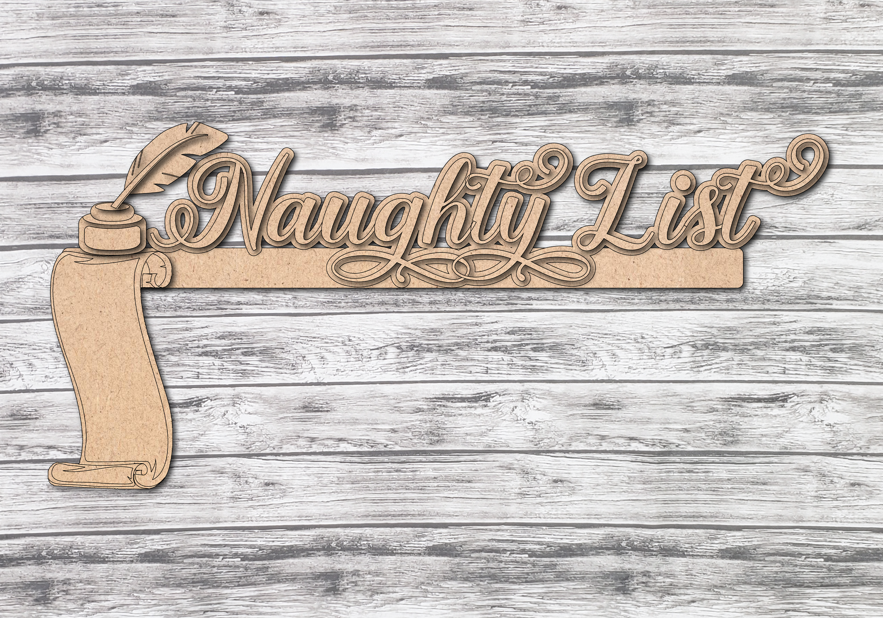 Naughty List Christmas Door Frame Corner Decor DIY Unfinished Kit