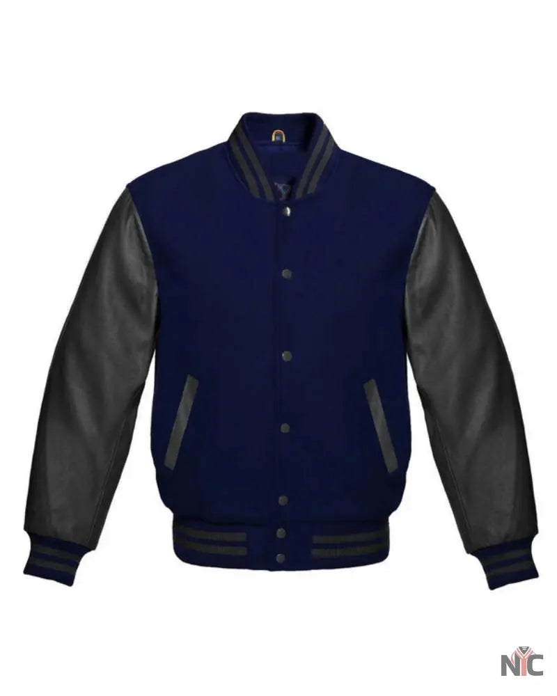 Navy Blue And Black Varsity Jacket