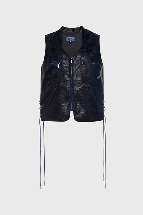 Crocodile Skin Fisherman Utility Vest