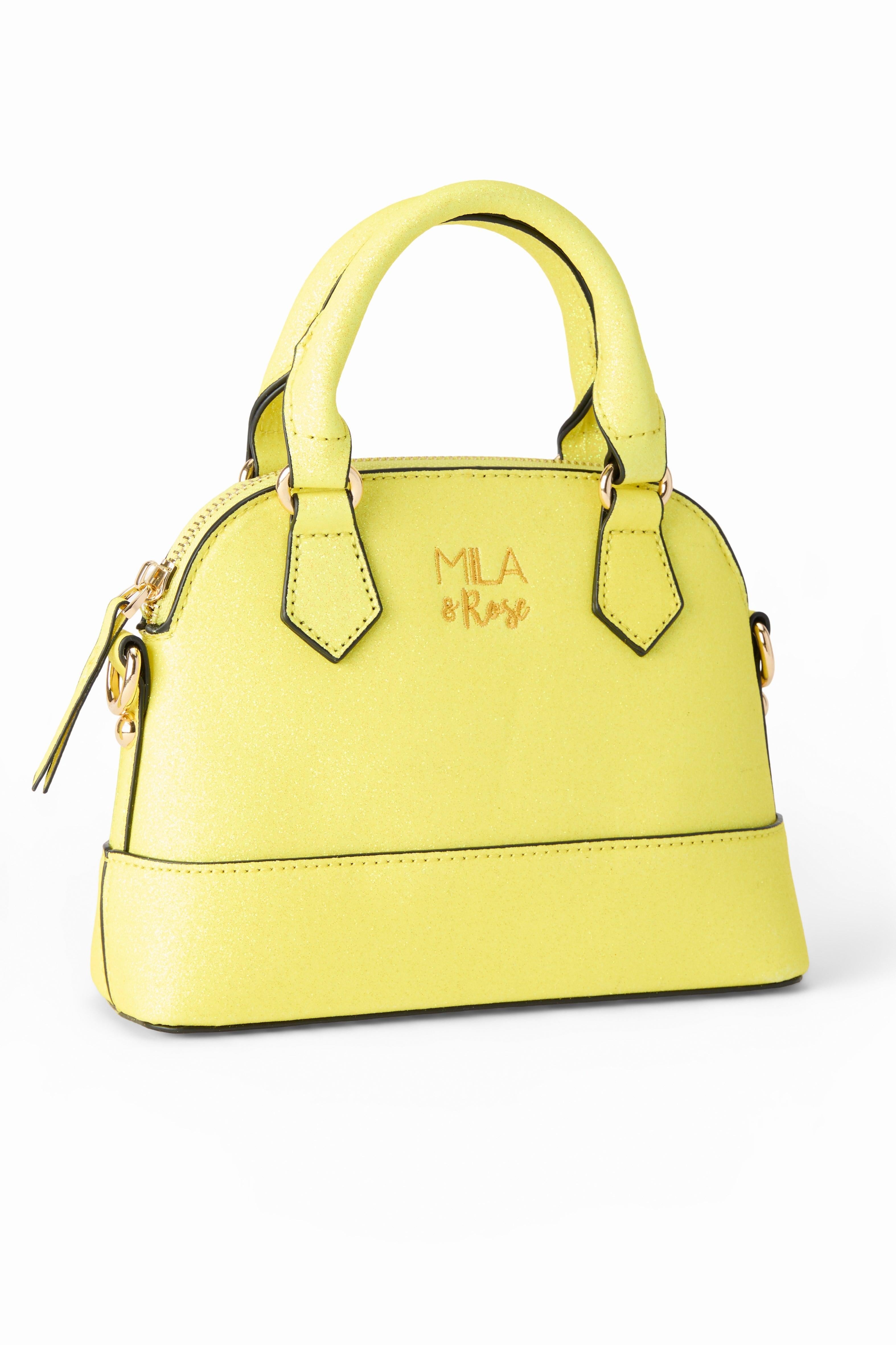 Neon Yellow Glitter Girl&amp;#39;s Crossbody Purse