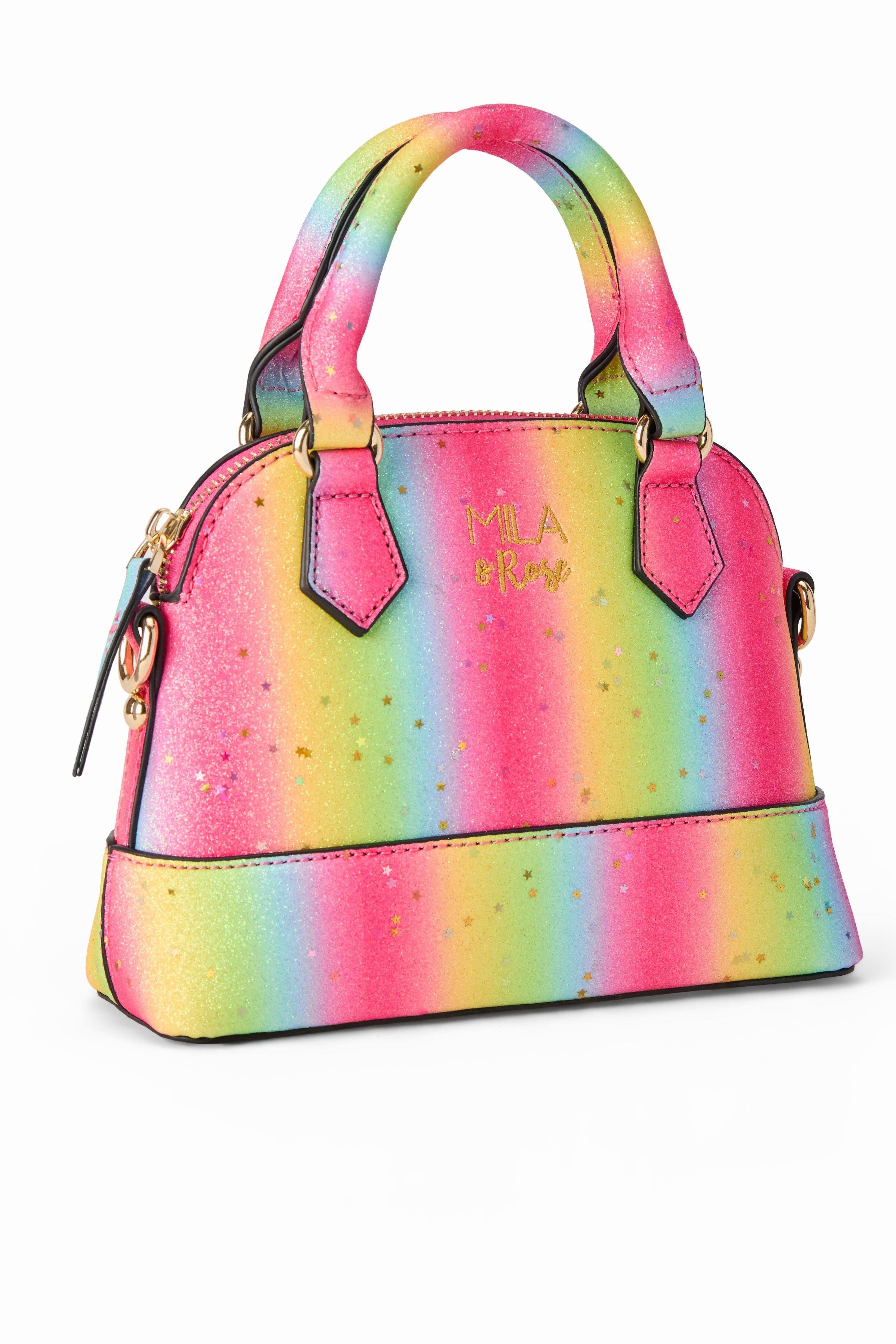 Neon Rainbow Glitter Girl&amp;#39;s Crossbody Purse