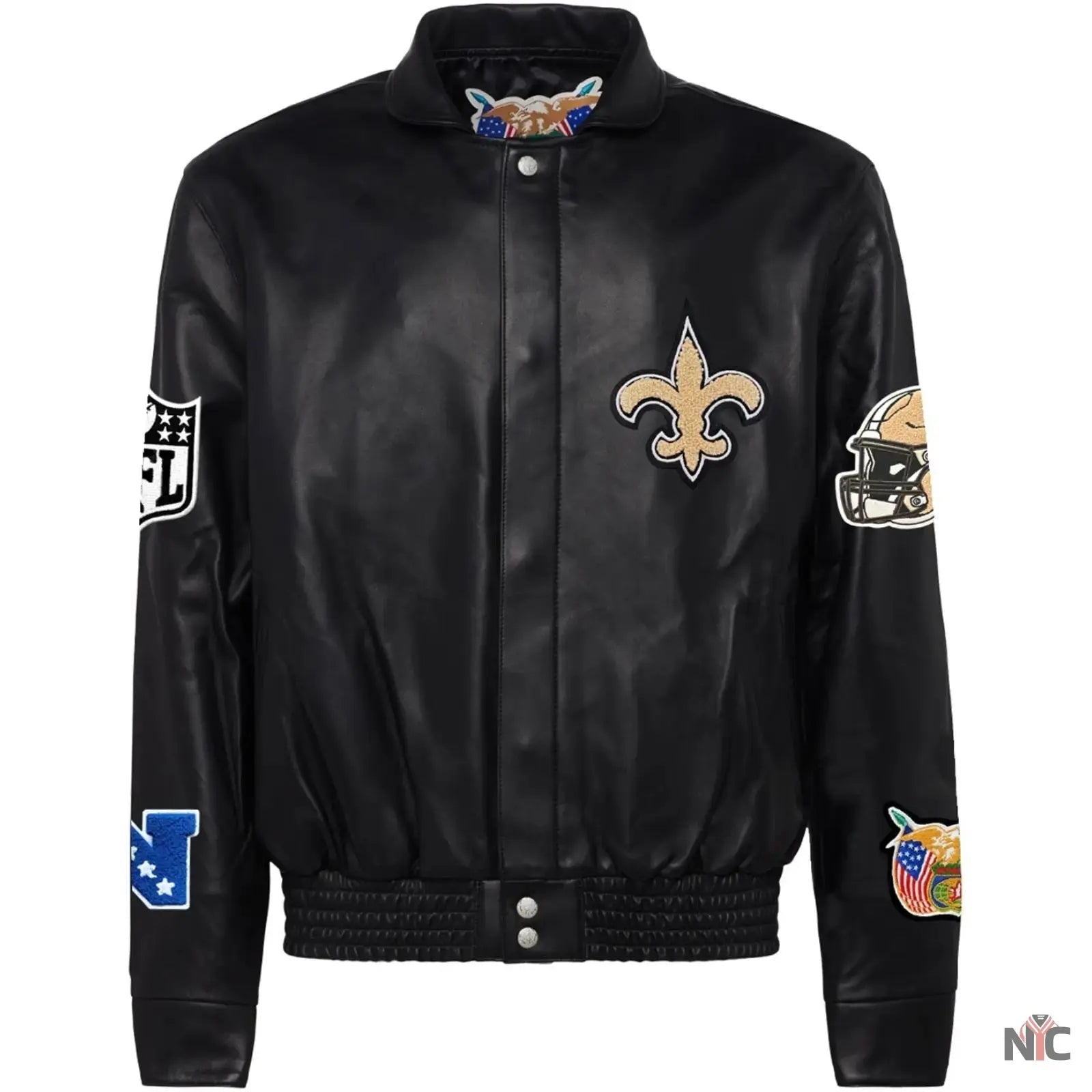 New Orleans Saints Jeff Hamilton Leather Varsity Jacket